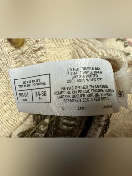 St Michael Vintage Floral Knit Cardigan Beige Cottagecore sweater UK 12/14 A4 - Picture 10 of 10